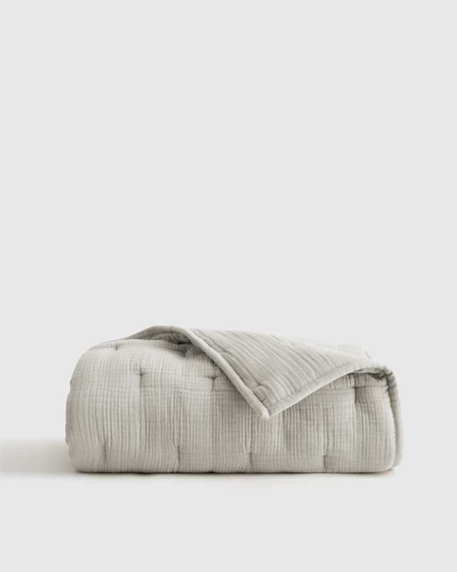 Fog Grey Organic Cotton Gauze Toddler Quilt