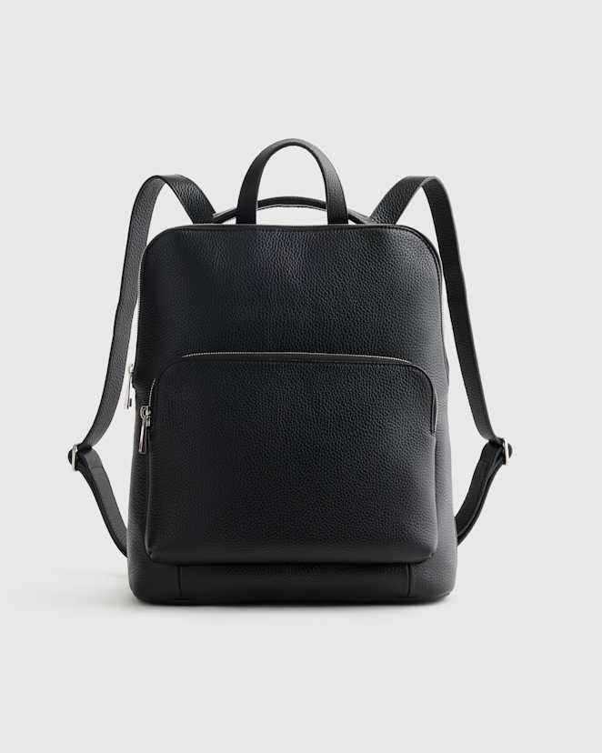Black Italian Leather Convertible Backpack
