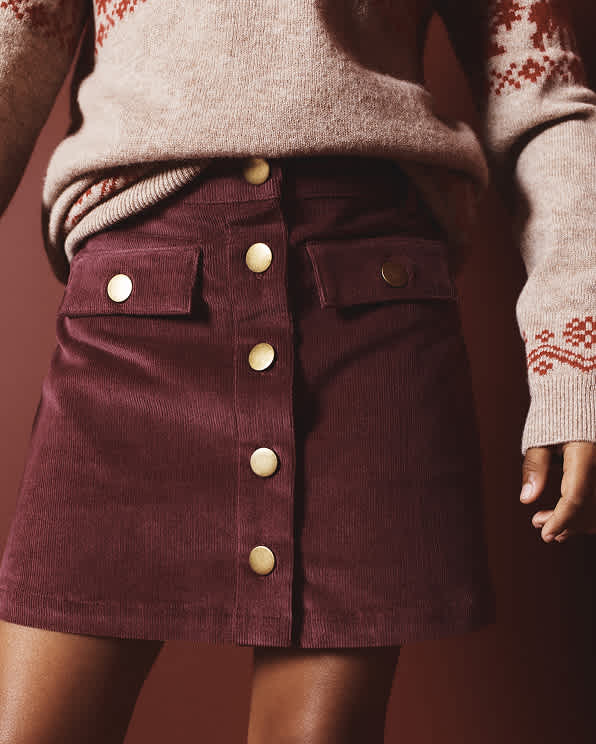 Red Plum Organic Cotton Stretch Corduroy Skirt