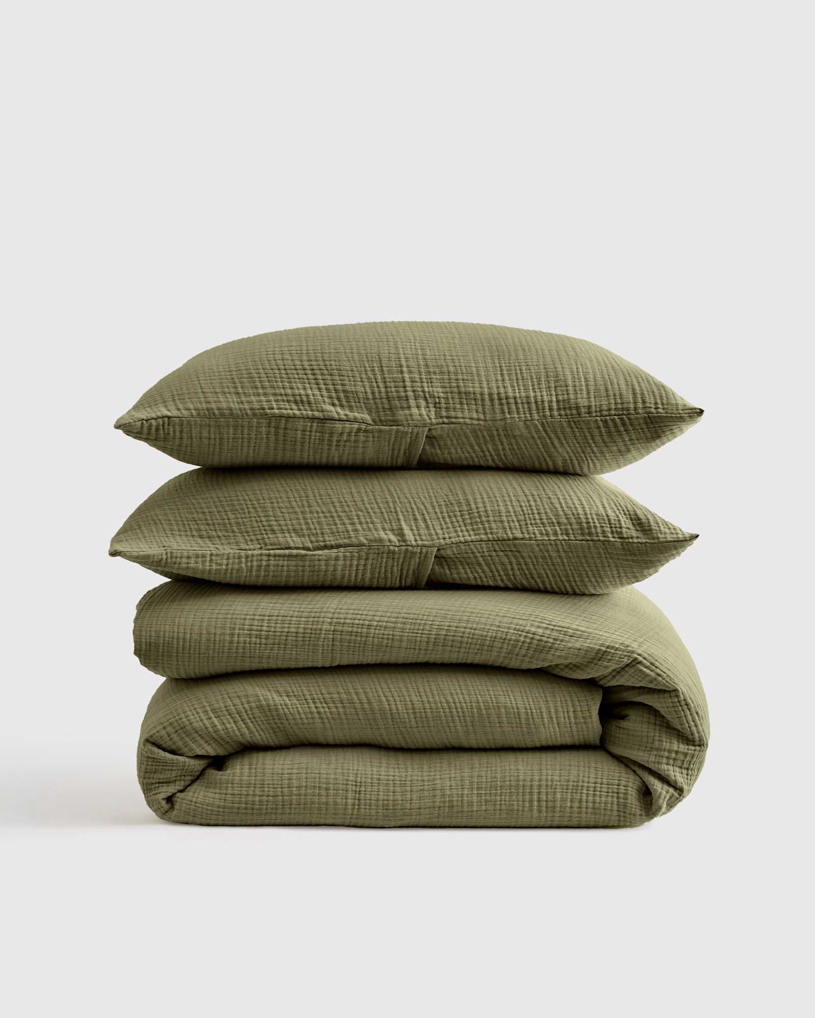 olive Organic Airy Gauze Duvet Cover Set