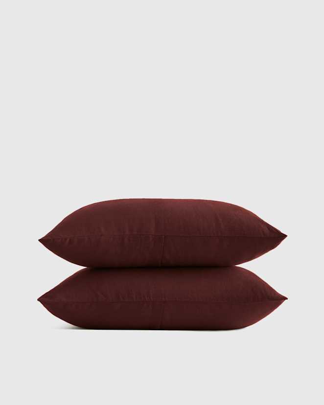 Burgundy European Linen Sham Set