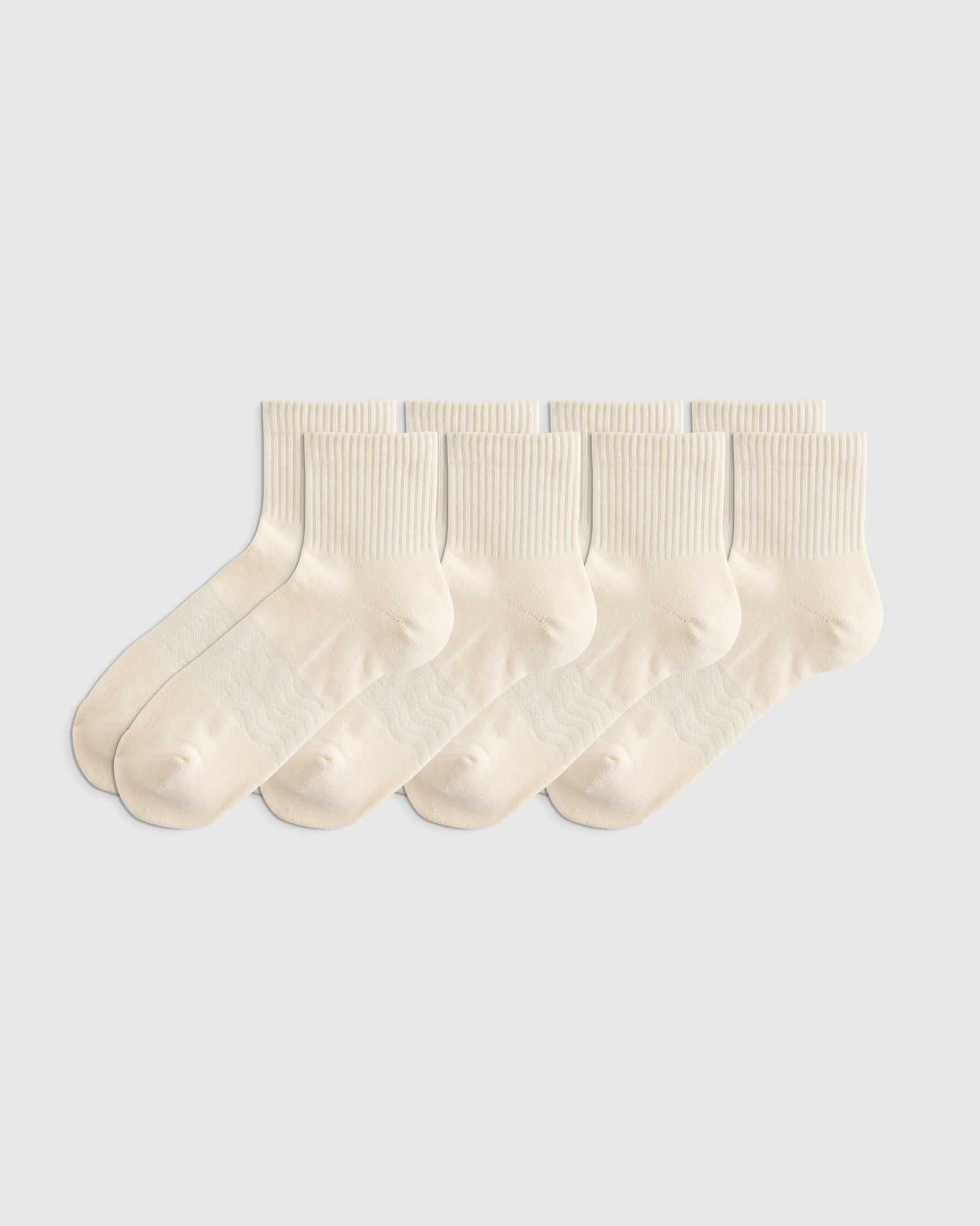 Linen White Everyday Cotton Solid Quarter Socks (4-Pack)