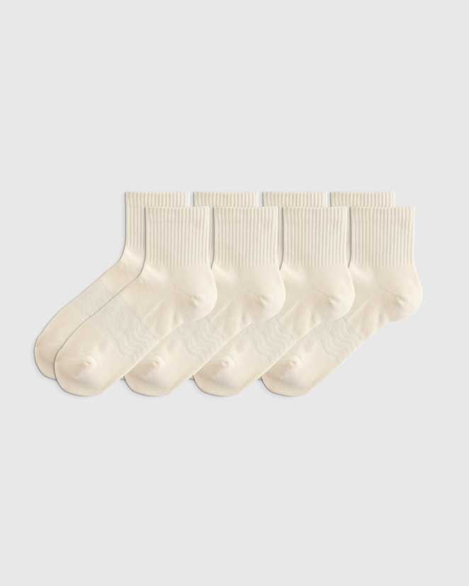 Linen White Everyday Cotton Solid Quarter Socks (4-Pack)