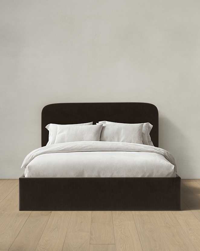 Chocolate Curved Bed in Performance Velvet