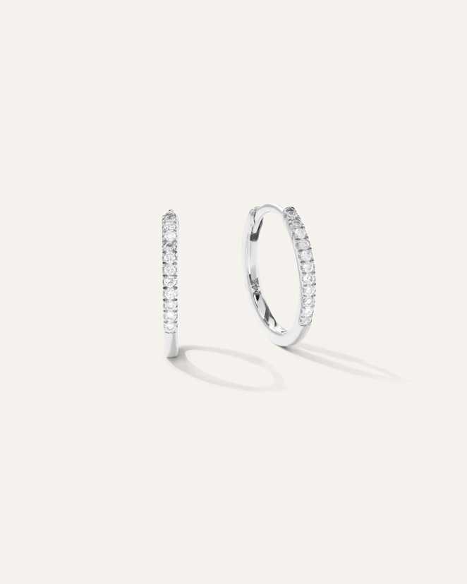 White Gold 14K Gold Diamond Pave Hoops