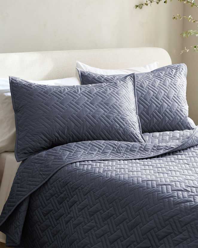 Mineral Organic Cotton Basketweave Quilted Sham Set