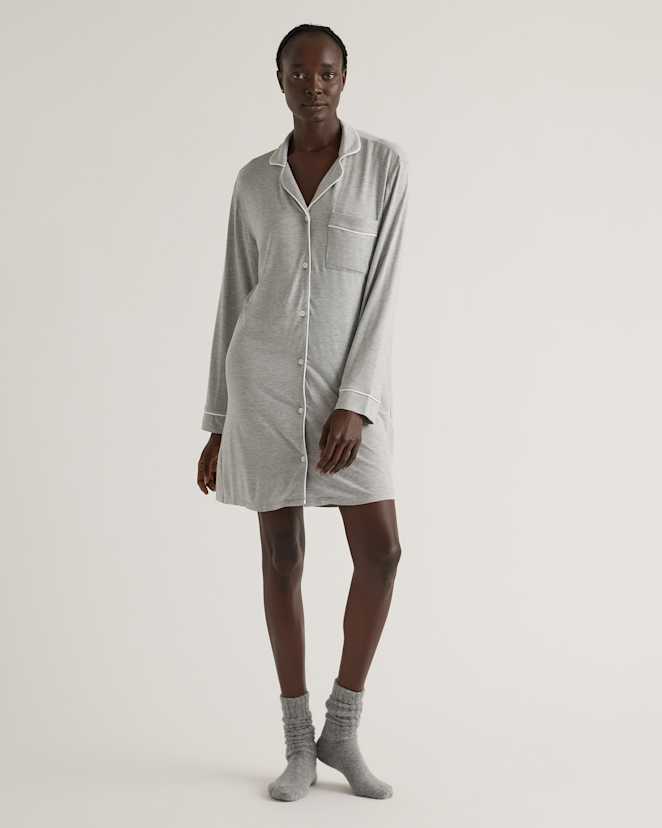 Heather Grey Bamboo Jersey Sleep Shirt
