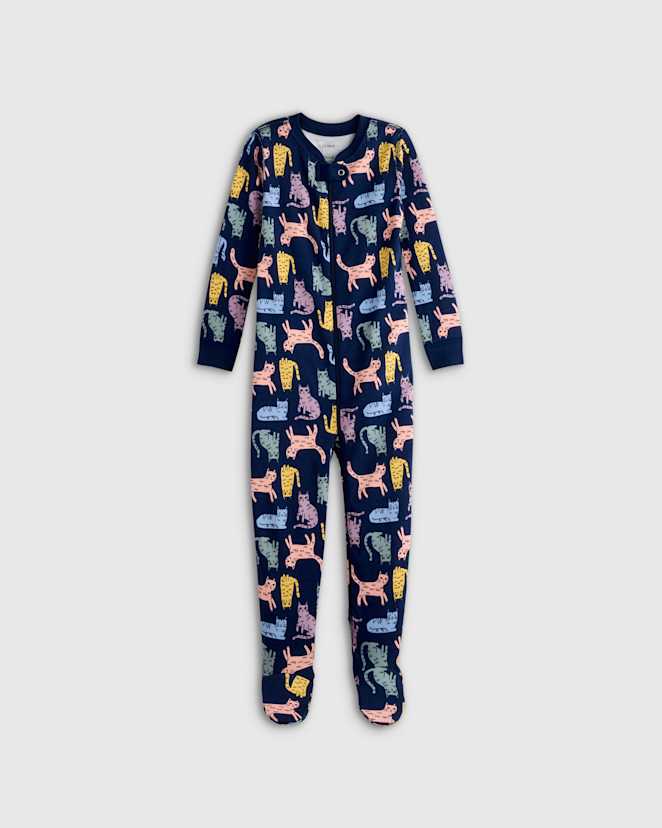 Cats 100% Organic Cotton Footie Pajama