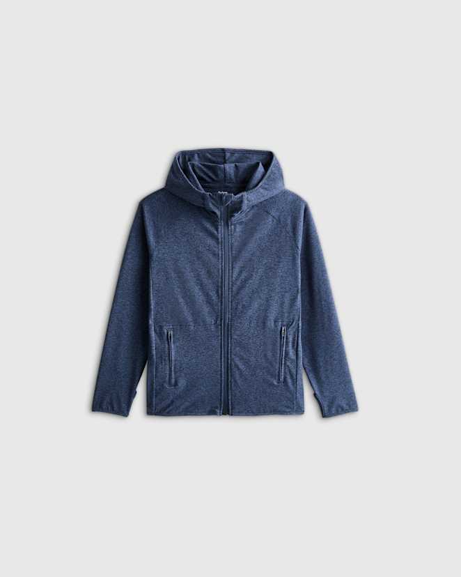 Heather Navy Flowknit Full Zip Hoodie