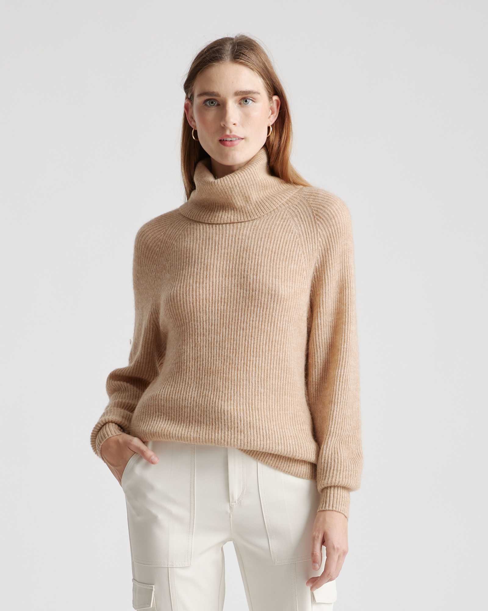 Camel Baby Alpaca-Wool Turtleneck