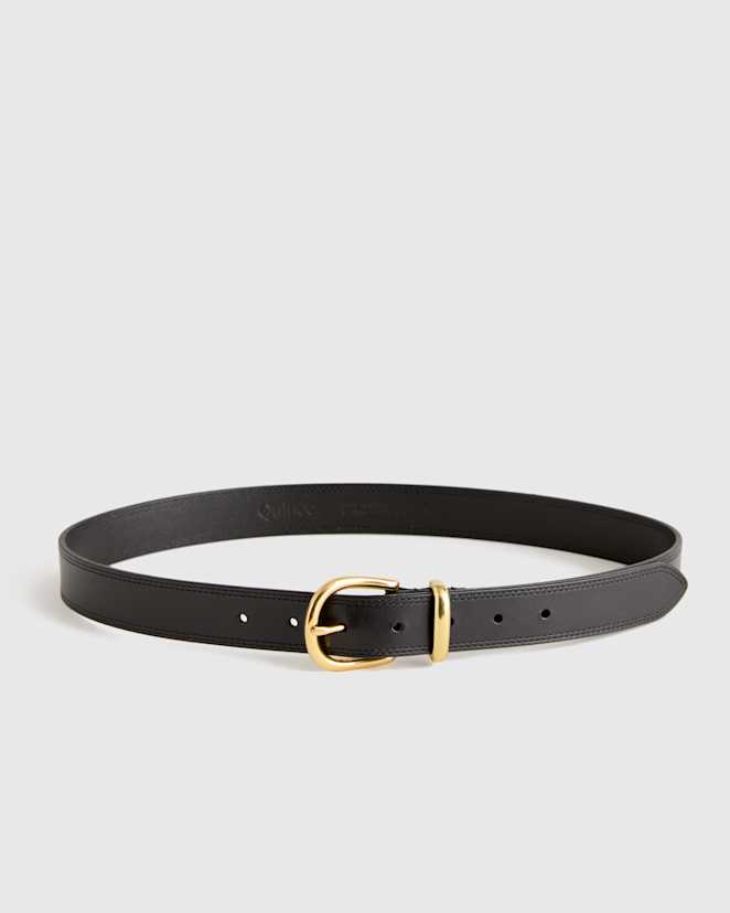 Black Ceinture Allegra en cuir européen