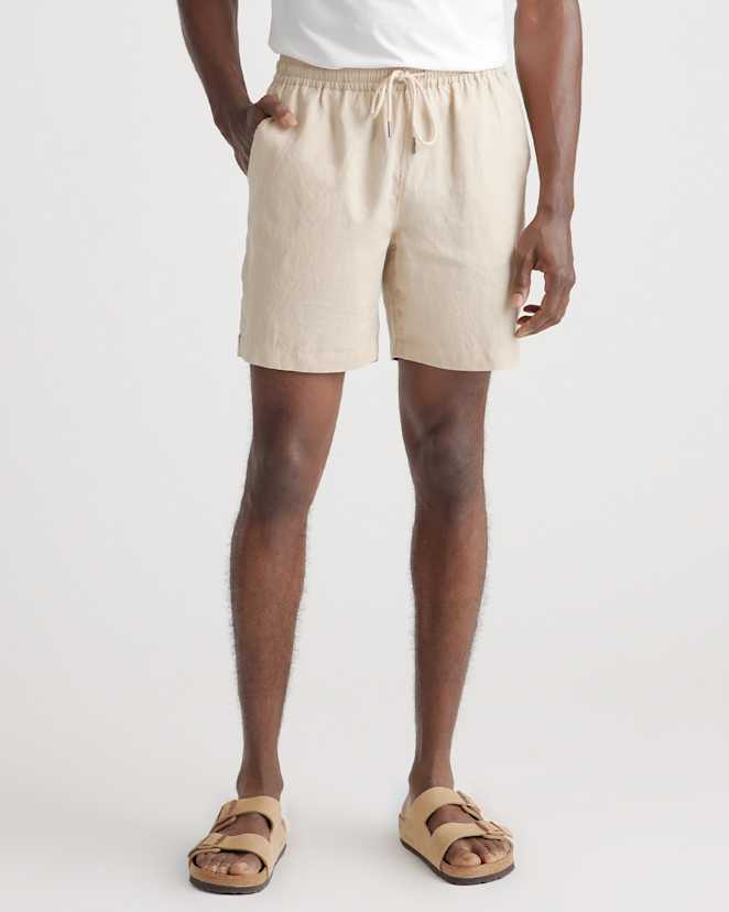 Driftwood 100% European Linen Drawstring Beach Shorts - 7"