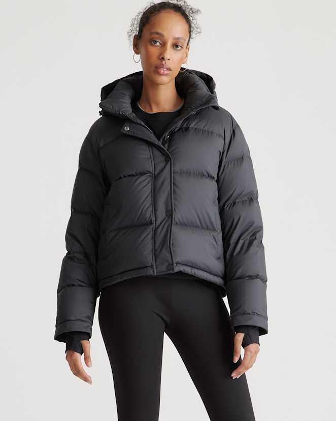 Black Responsible Down Cropped Puffer Jacket