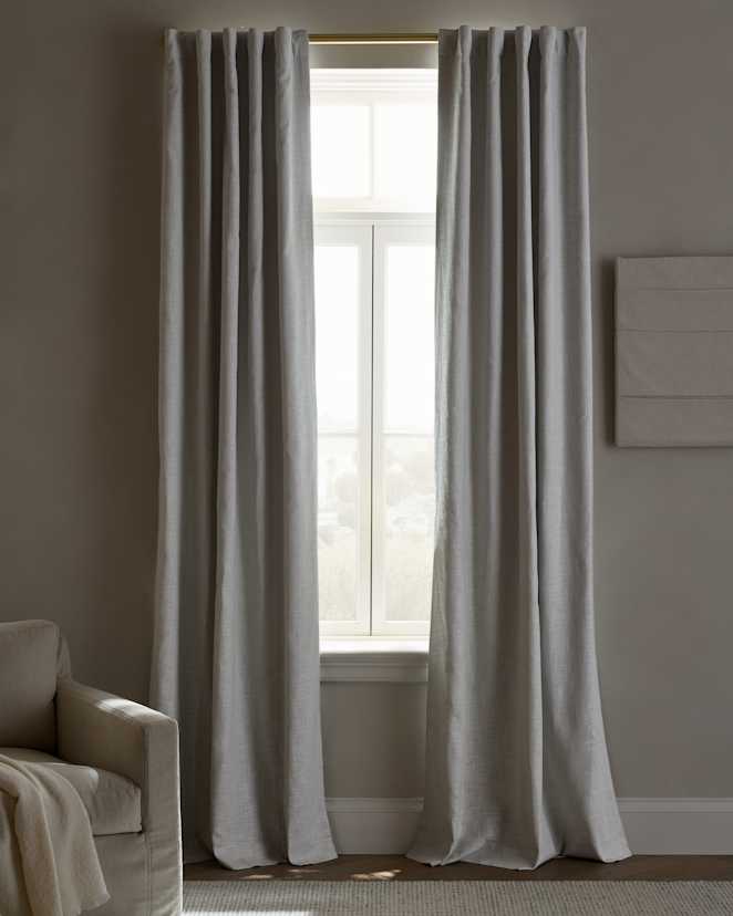 Light Grey Textured Cotton True Blackout Curtain