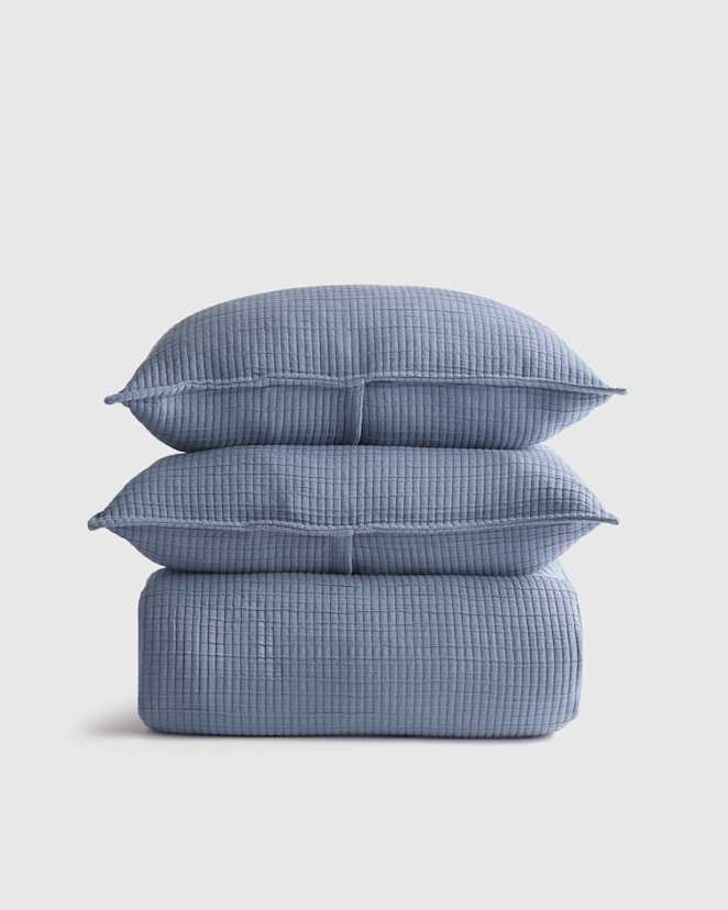 Mineral Organic Ribbed Cotton Coverlet Set