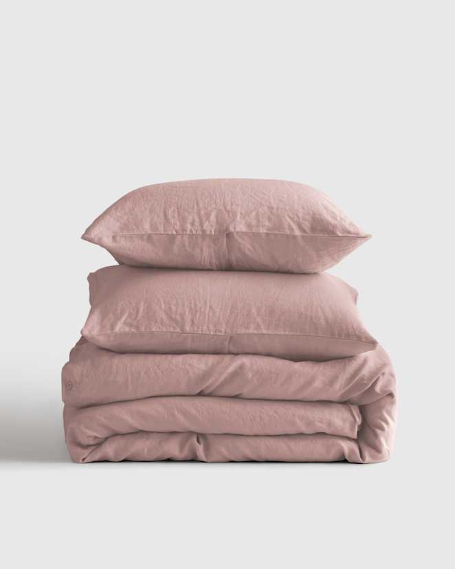 Dusty Mauve European Linen Duvet Cover Set