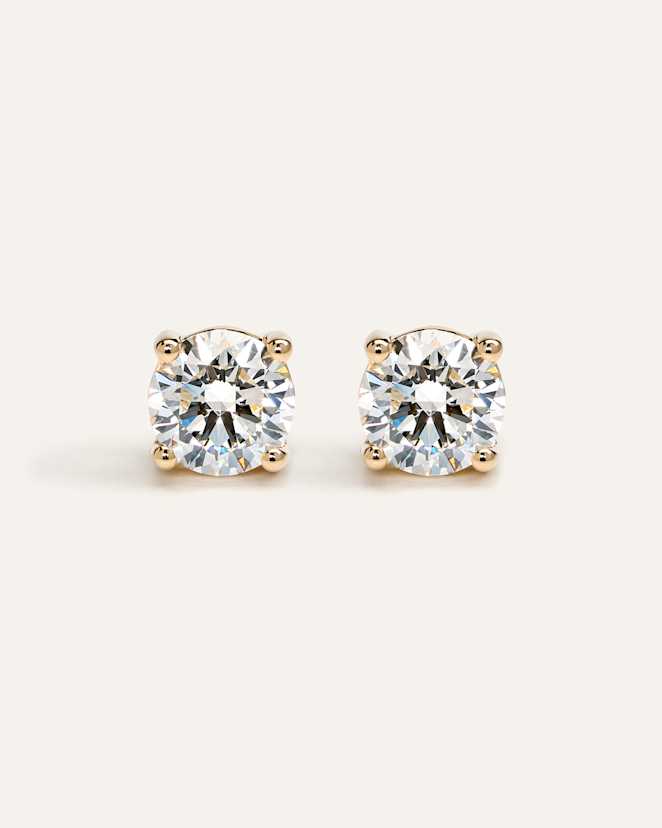 Yellow Gold 14K Gold Lab Grown Diamond Four-Prong Solitaire Studs - 5ctw