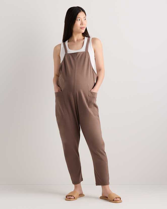 Ash Brown Organic Cotton Maternity Overalls