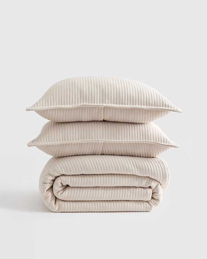 Sand Organic Cotton Matelasse Coverlet Set