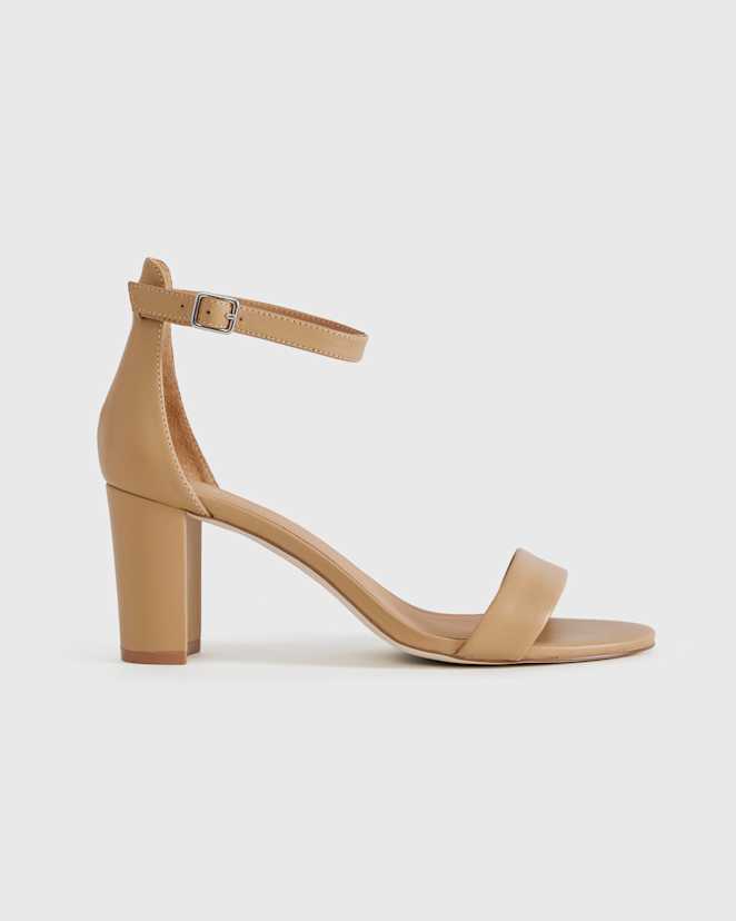 Cashew Italian Leather 65mm Block Heel