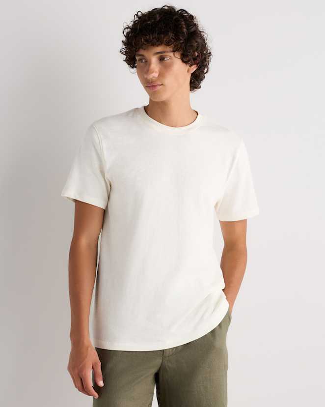 Linen White 100% Organic Cotton Slub Crewneck Tee