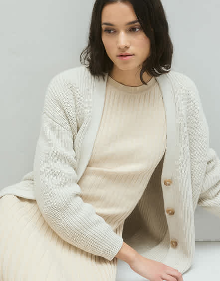 Cardigan surdimensionné coupe boyfriend 100 % coton biologique