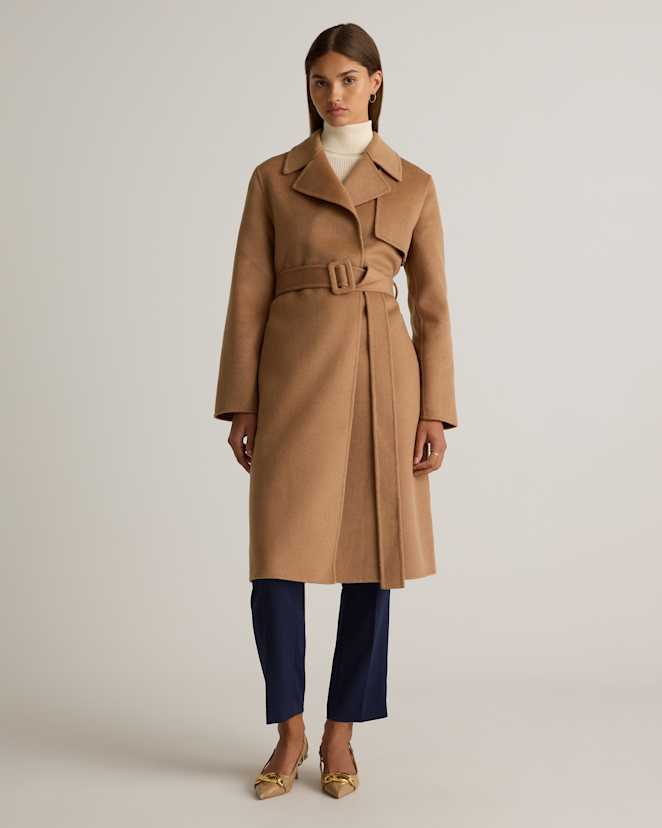 Caramel Double-Faced Merino Wool Trench Coat