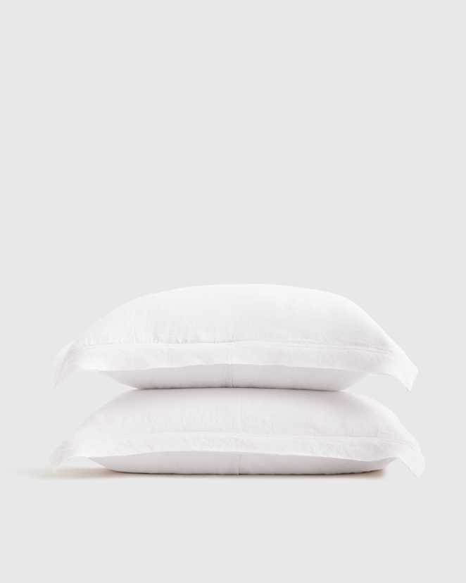 White European Linen Double Flange Sham Set