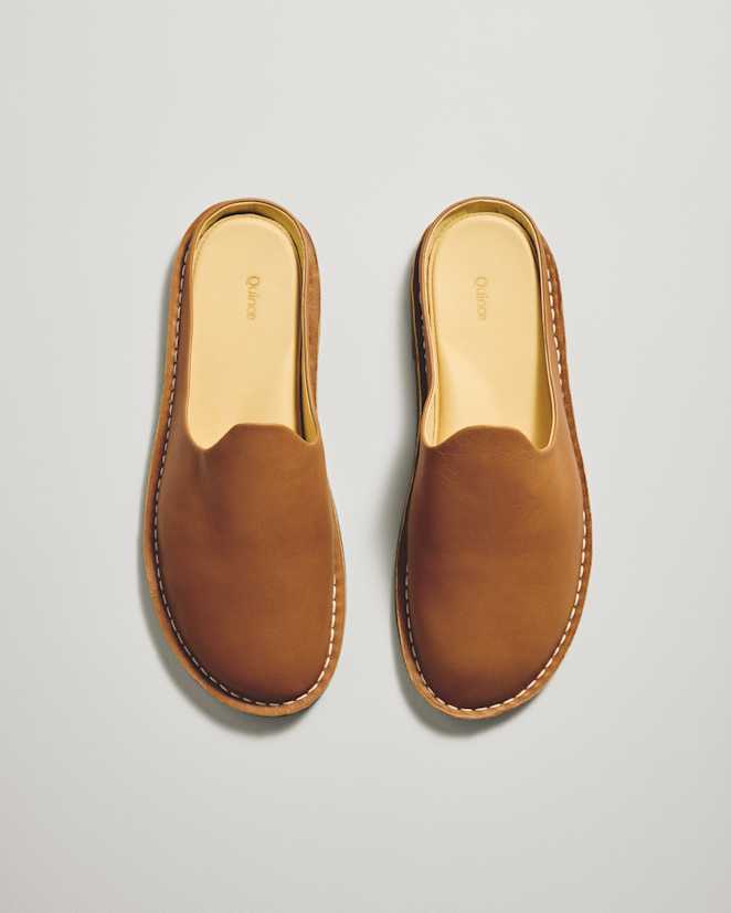 Peanut Italian Leather Mule Slip-On