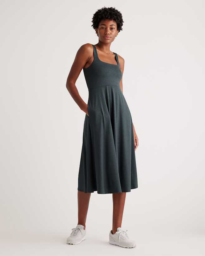 Heather Green Flowknit Breeze Fit & Flare Dress