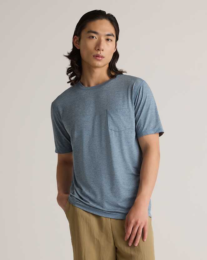 Heather Sky Blue Flowknit Breeze Performance Pocket Tee