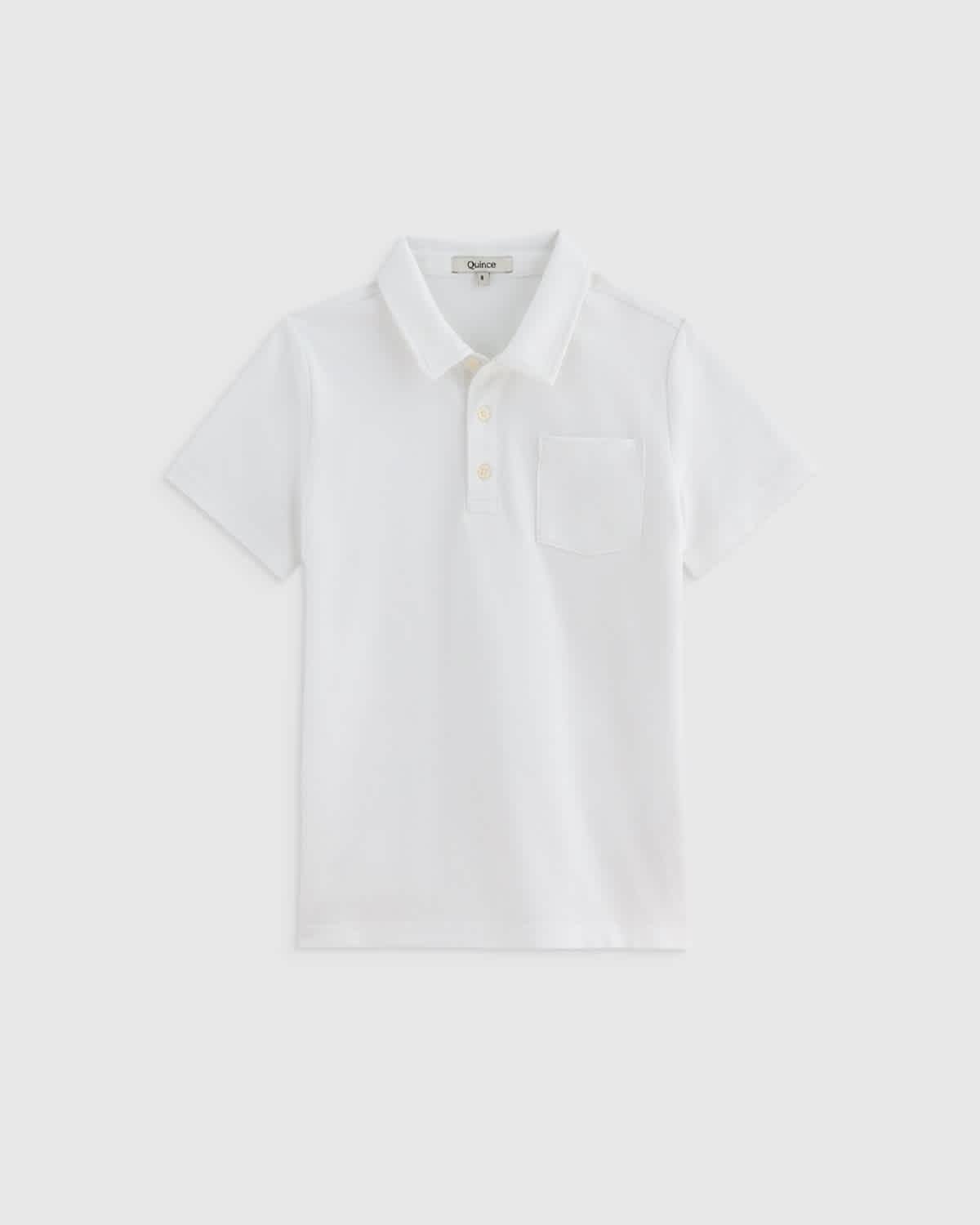 White Polo à manches courtes en piqué de coton biologique