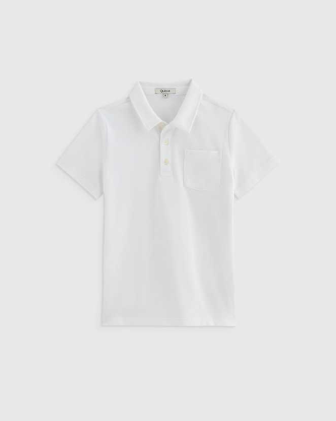 White Polo à manches courtes en piqué de coton biologique