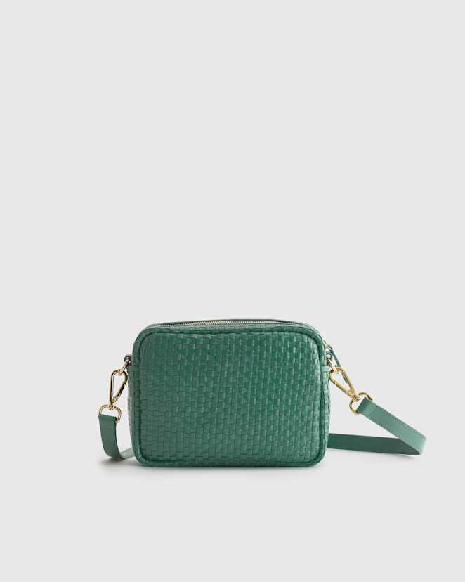 Emerald Italian Leather Handwoven Crossbody