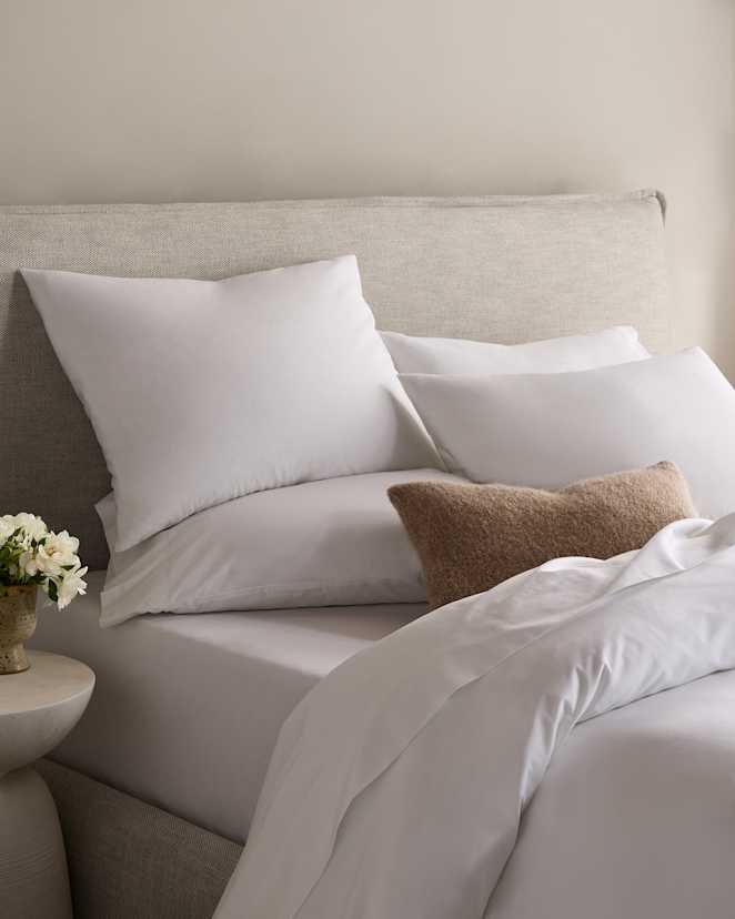 White Ensemble de taies décoratives en percale biologique classique