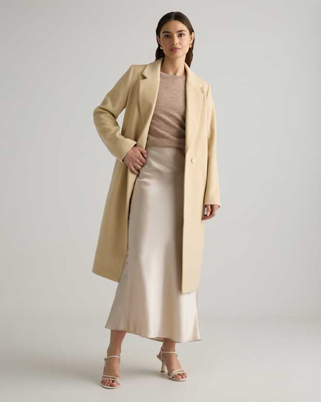 Heather Buttercream Italian Wool Classic Single-Breasted Coat