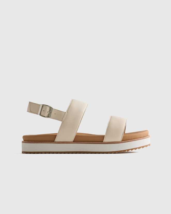 Bone Italian Leather Platform Sandal