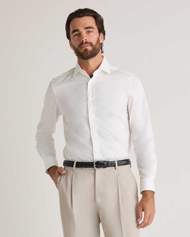 White Organic Cotton Stretch Twill Dress Shirt