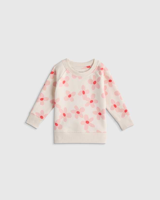 Pink Blooms Organic Cotton French Terry Crew Neck Sweatshirt