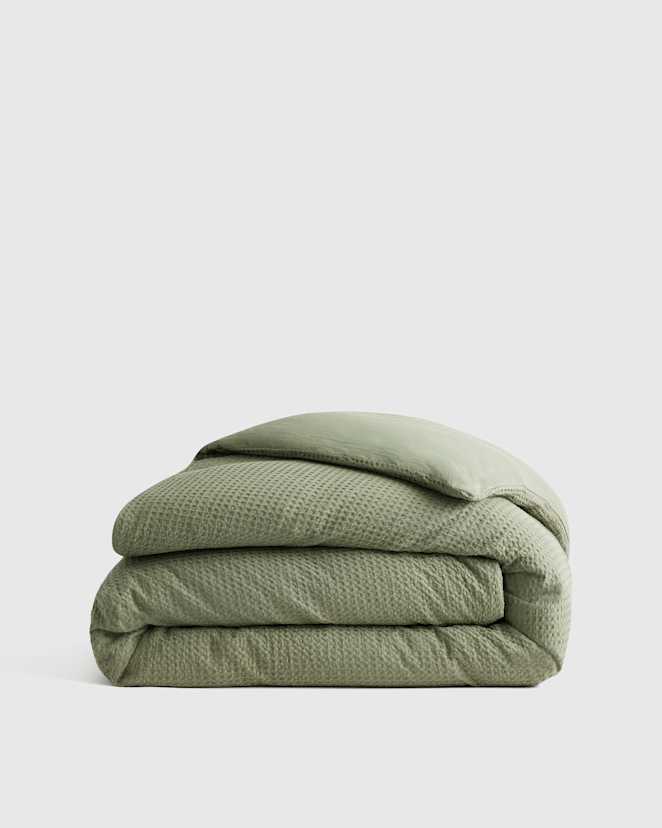 Olive Organic Luxe Honeycomb Duvet Cover