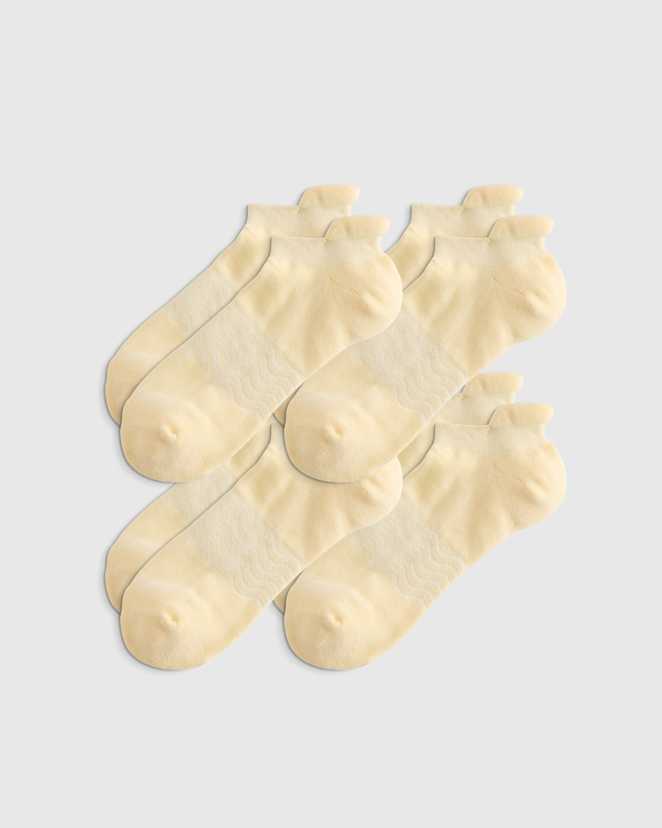 Pale Custard Yellow Everyday Cotton Solid Ankle Socks (4-pack)