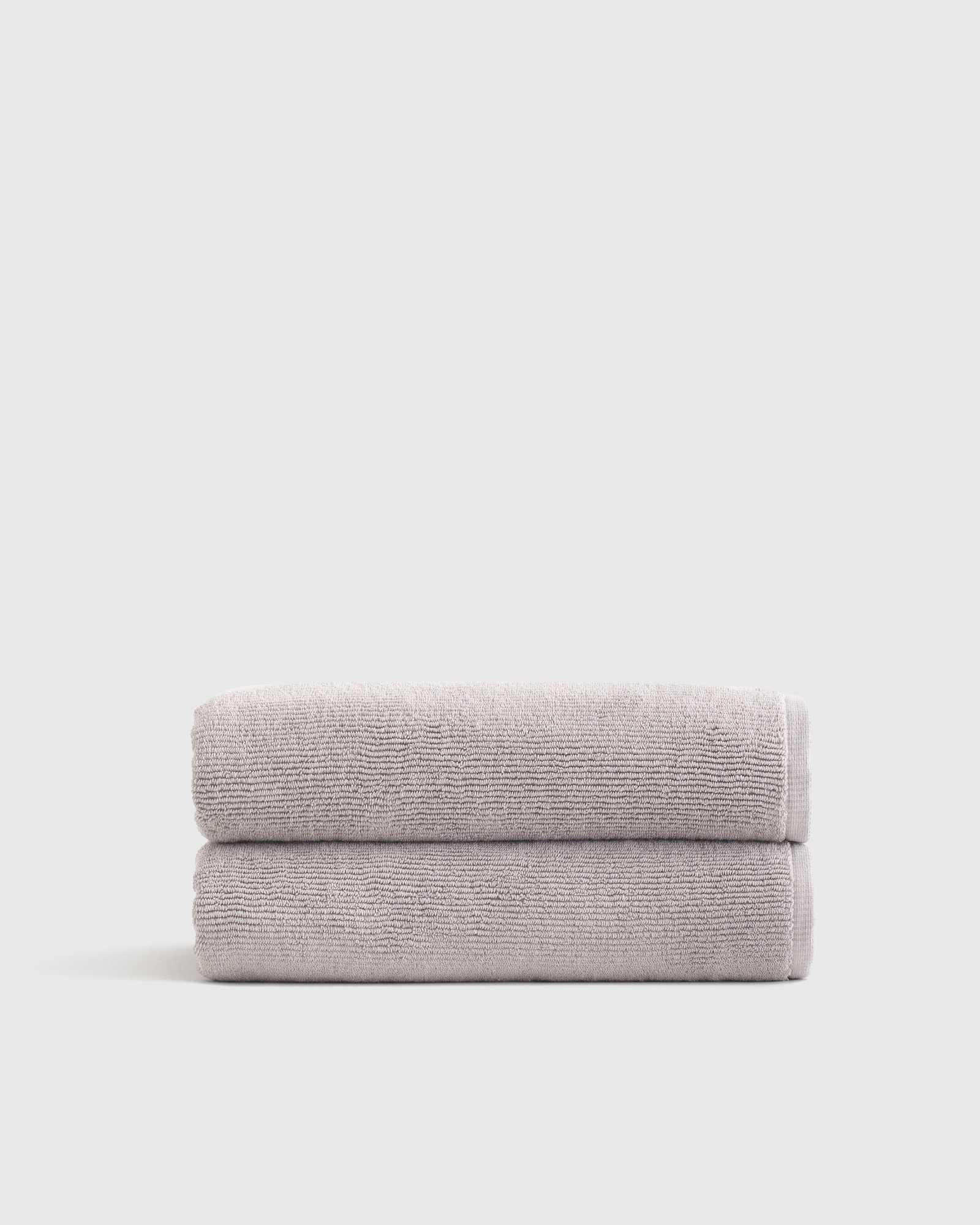 grey Turkish Ribbed Quick Dry Bath Towel (Set of 2)