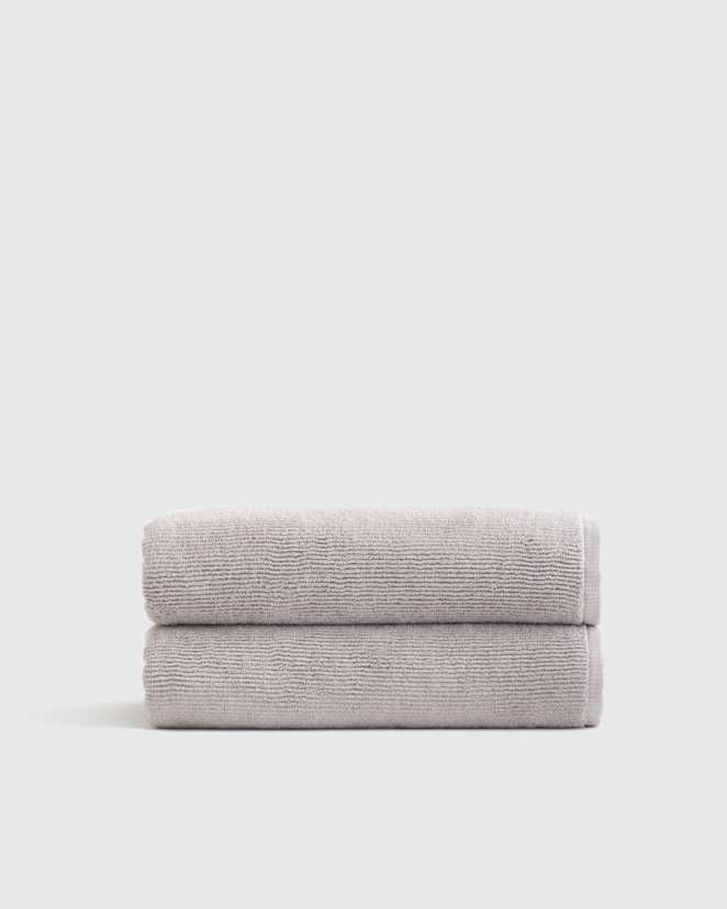 Grey Turkish Ribbed Quick Dry Bath Towel (Set of 2)