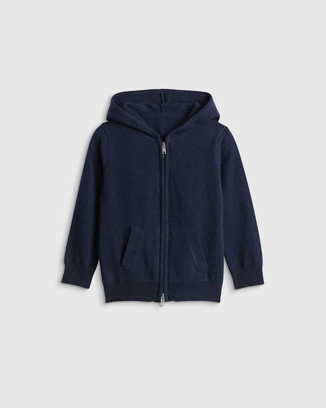 True Navy Washable Cashmere Full Zip Hoodie