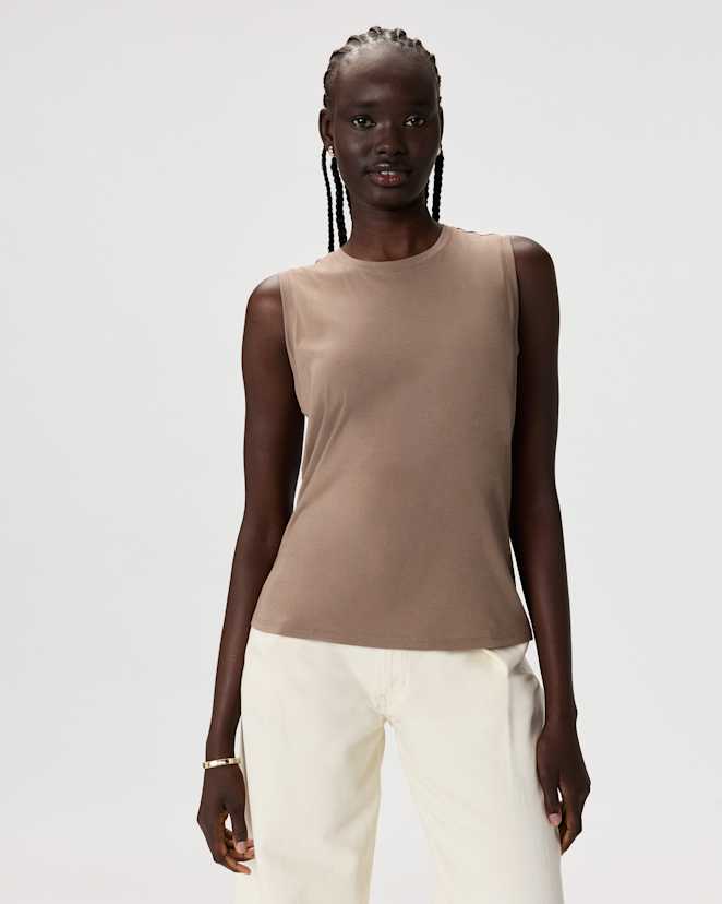 Dark Taupe Cotton Modal Muscle Tank