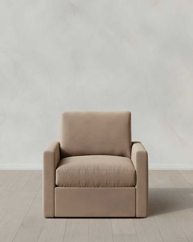 Taupe Brennan Swivel Chair in Performance Velvet