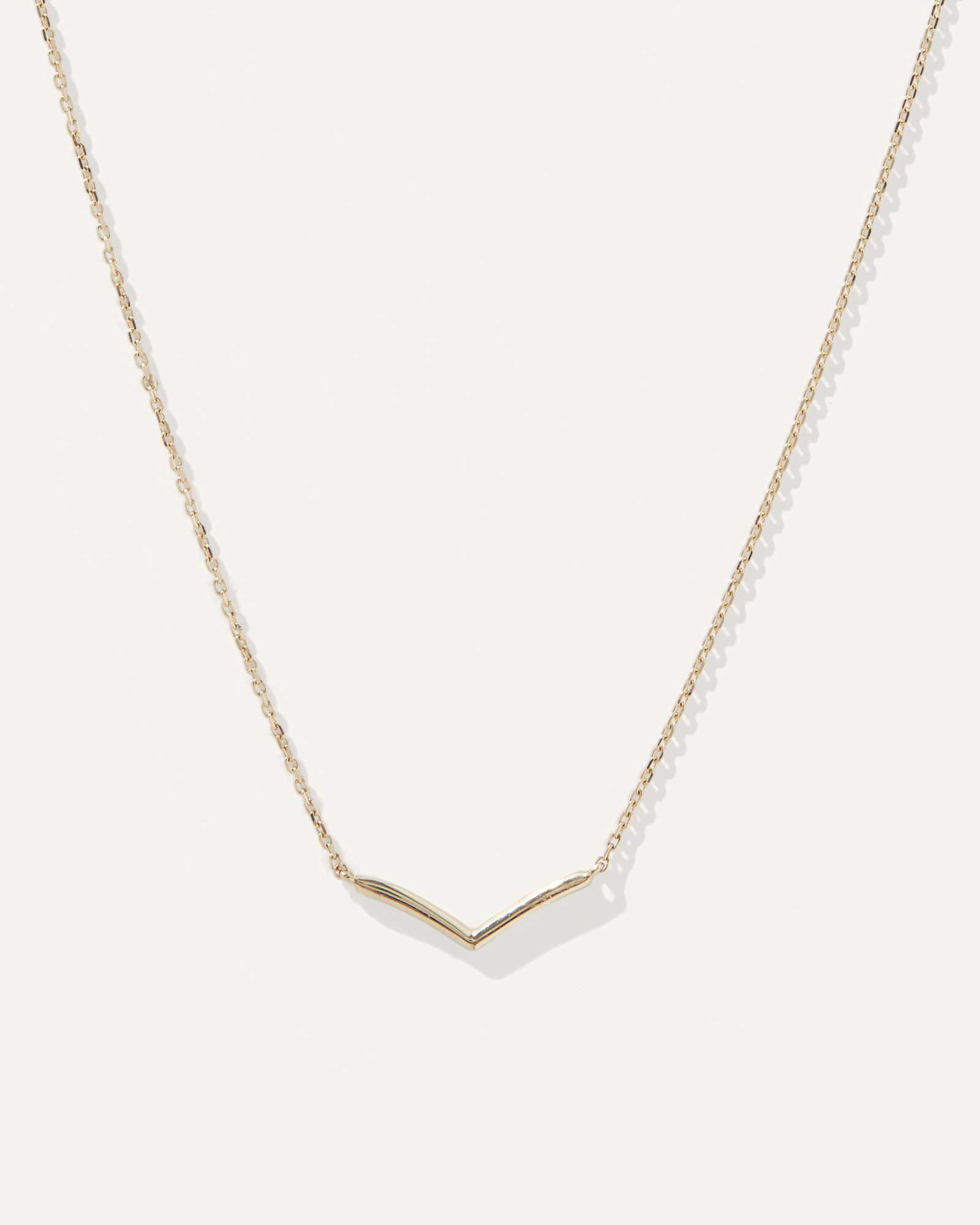 Yellow Gold Collier en or 14 carats à pendentif Wishbone