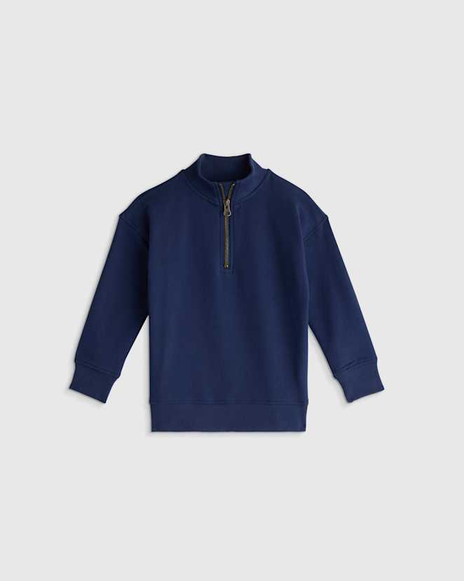 Navy Organic Cotton French Terry Quarter-Zip