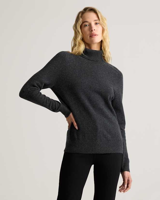 Charcoal Mongolian Cashmere Turtleneck Sweater