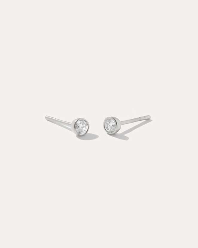 White Gold 14K Gold Natural Diamond Bezel Studs